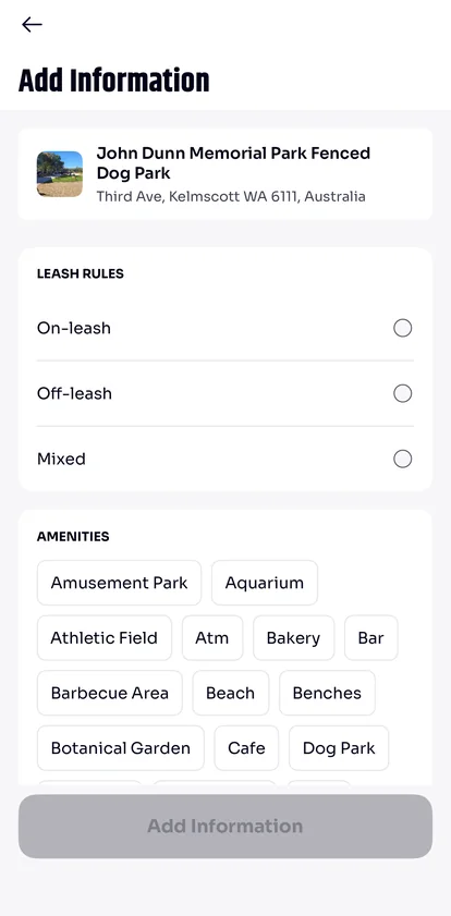 Adding what you found at a place in the Waggy Paths app